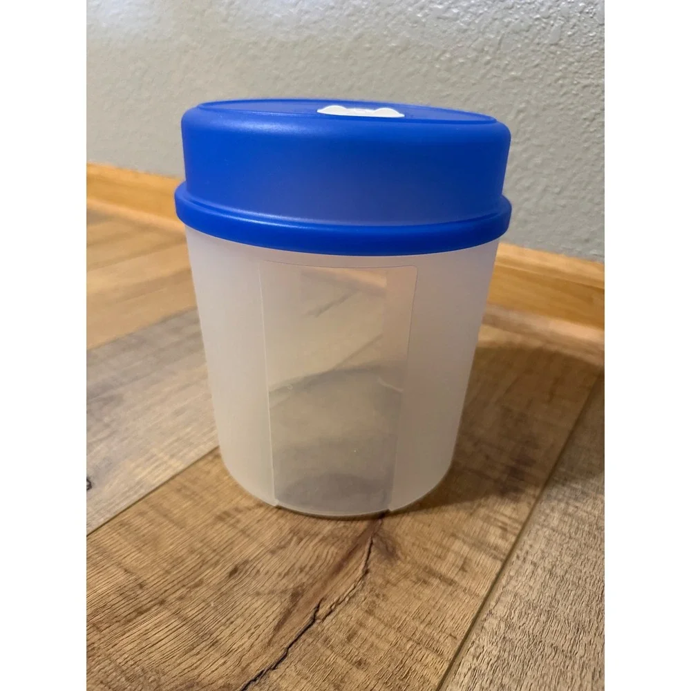 Tupperware Freezer Mates Round Container Blue Lid w/ Date Dial Storage Canister